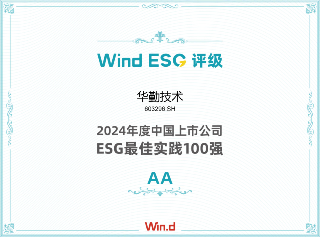 双A评级！华勤技术上榜Wind中国上市公司“ESG最佳实践100强”